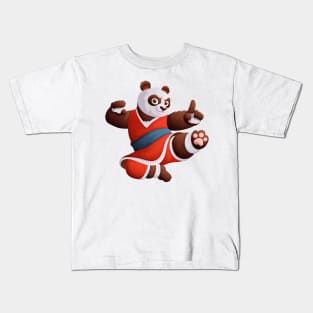 Kung fu master panda in a kimono in a dynamic stance Kids T-Shirt